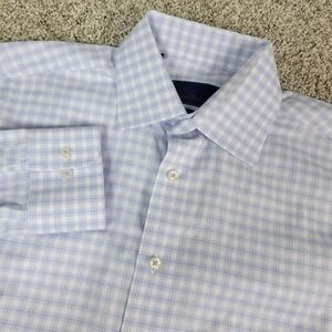 David Donahue Luxury Non Iron Trim Mens 15.5-32/33 White Plaid Check Button Up